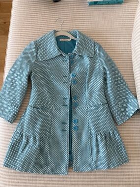Light Blue Textured Pea Coat/Swing Coat